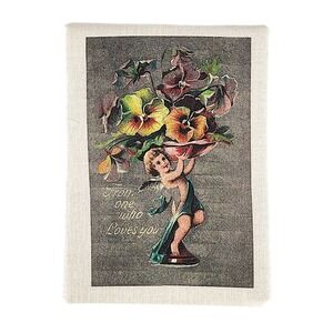 Vintage Victorian Style Floral Pansy & Cherub Angel Fabric Transfer